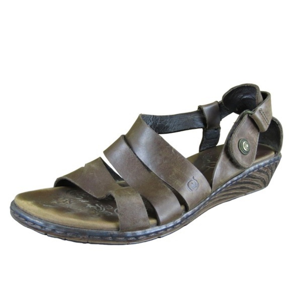 Born Kates Brown Leather Gladiator Sandals Wedge Comfort Straps‎ Casual Shoes 7